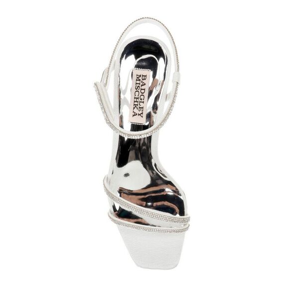 Badgley Mischka Unity Sandals Women's US 7.5 White Rhinestone Wedge Heel ZPO2426 - Picture 9 of 12